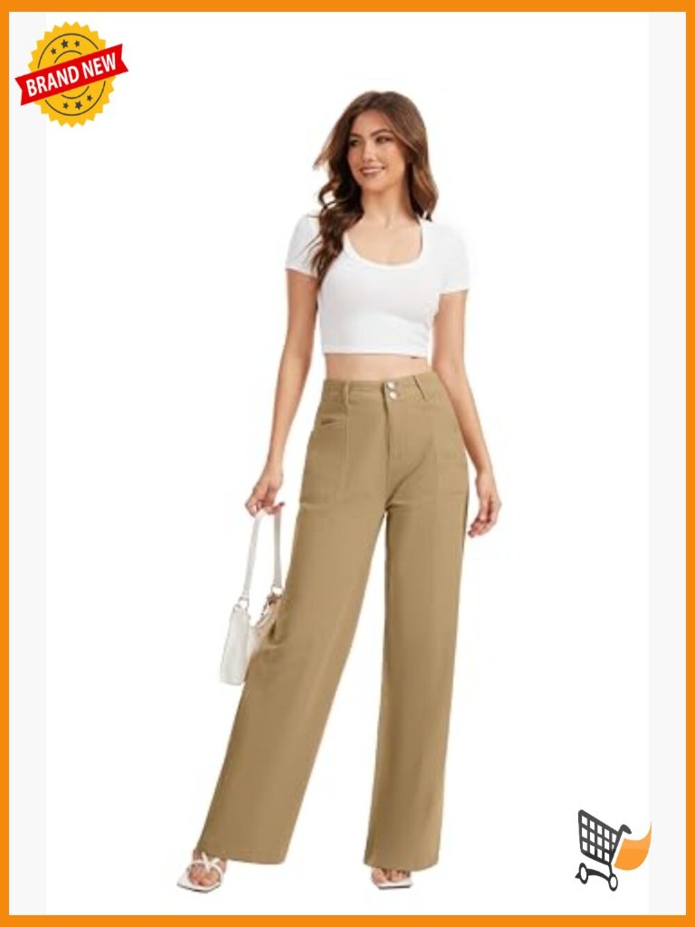 High Waist Wide Leg Stretchy Baggy Denim Jeans Pull On Tummy Control - Picture 5 of 6